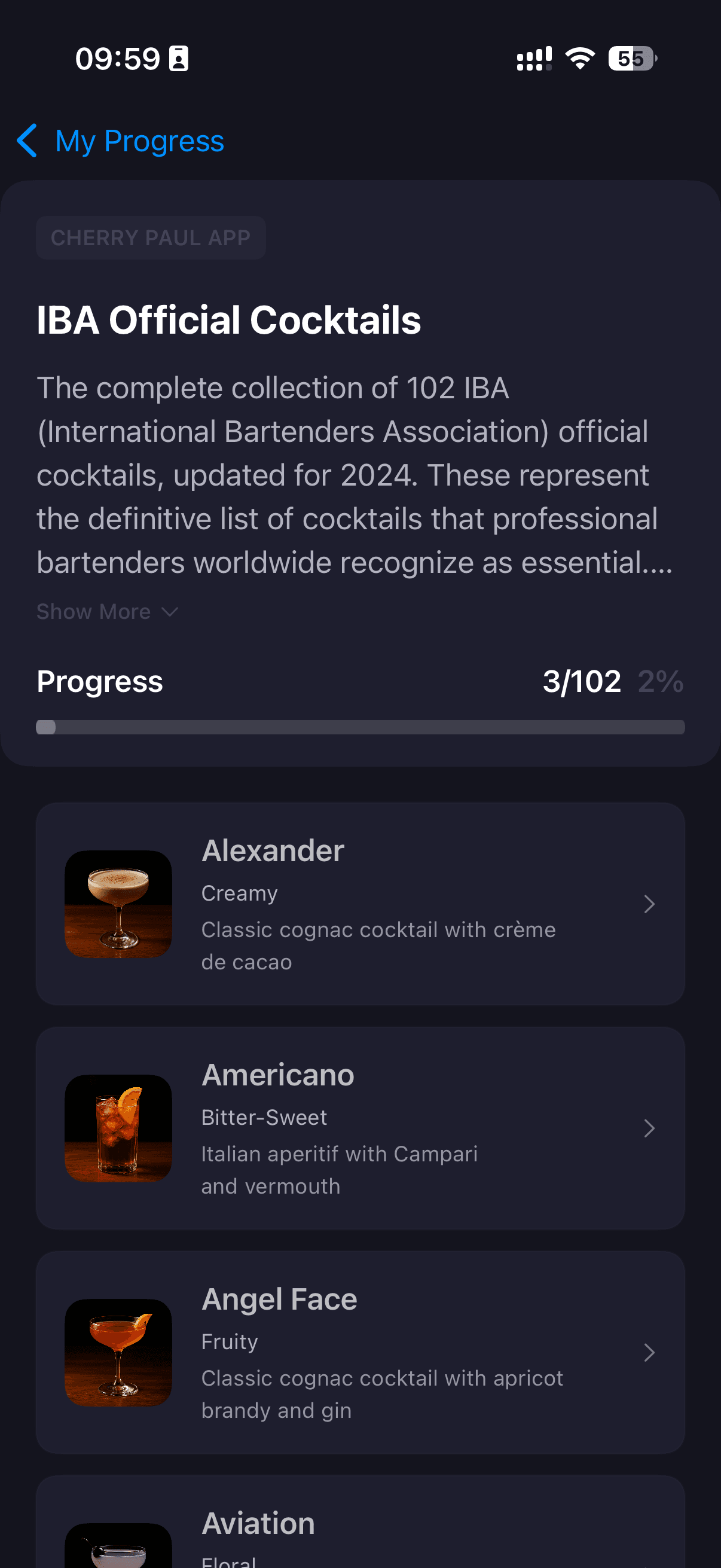 IBA official cocktails progress